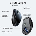 Miniatyrbild 7 av 7: Ugreen Ergonomisk Trådlös Mus Bluetooth 2.4 GHz - Blå