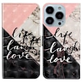 Miniatyrbild 1 av 8: iPhone 14 Pro Plånboksfodral 3D Pattern - Svart Marble Svart