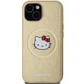 Miniatyrbild 3 av 8: Hello Kitty iPhone 14 Mobilskal Magsafe Läder Kitty Head - Guld