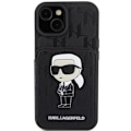 Miniatyrbild 3 av 9: Karl Lagerfeld iPhone 15 Mobilskal Korthållare Monogram Ikonik Svart