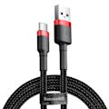 Miniatyrbild 2 av 9: Baseus Cafule USB-C till USB-A kabel QC 3.0 3A 0,5M Svart-Röd Svart