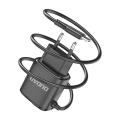 Miniatyrbillede 2 af 3: Dudao 2x USB vægoplader med indbygget micro USB 12 W Kabel Sort Black