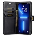Miniatyrbild 5 av 11: DG.MING iPhone 15 Pro Max Plånboksfodral Äkta Läder 2in1 - Svart Svart
