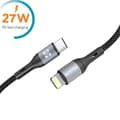 Acetek 2m USB-C till Lightning Snabbladdning Kabel – Nylon 27W för iPhone, iPad grå