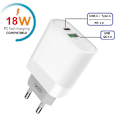 Miniatyrbild 2 av 3: 18W PD USB-C Snabbladdare för iPhone 11/12/13/14, Samsung Vit