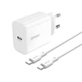 BWOO USB-C Snabbladdare med USB-C Kabel för – iPhone, Samsung & Android Vit