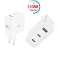 100W Snabbladdare PD 2XUSB-C / USB för Mobiltelefon, Surfplatta och Bärbardator Vit
