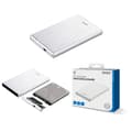 DELTACO Externt Kabinett för 2,5" SATA 6Gb/s HDD – USB 3.0, Aluminium, 1TB Stöd Silver