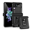Miniatyrbild 1 av 4: Samsung Galaxy Z flip 4 / Flip 3 - Shockproof Ring Armor Stand mobilskal Svart Svart