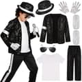 7 stk. Halloween-kostumesæt til børn til drenge og piger, 80'er 90'er popstjerne danse-disko-outfit til scene-cosplay L