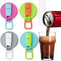 4-pack med lock för läskburkar, silikonstrån, återanvändbara lock för att behålla bubblor, läckagesäkra och BPA-fria.