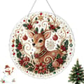 Juleperle Diamantkunst Hengende Ornament Sett, DIY Spesialformet Perle Diamantmaling Solfanger, Juleveggdekorasjon til jul E(20cm)