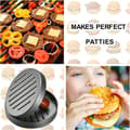 Miniatyrbillede 4 af 7: Hamburgerpresse i rustfrit stål med træhåndtag, non-stick, inkl. 100 stykker bagepapir