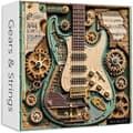 Miniatyrbild 1 av 8: Gears & Strings 1000-bitars Steampunk Gitarrpussel, Vintage Gitarr 1000 bitar Pussel som Heminredning, 1 st