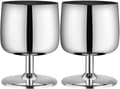 Vinglas i rostfritt stål 2-pack silver, splittringsfria vinglas lämpliga för kalla drycker som öl