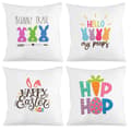 Set med 4 påskharemönstrade kuddar Kuddfodral, 45x45cm Dolda dragkedjor Prydnadskuddfodral för soffa Sovrum Vardagsrum 4Pcs-45x45cm