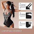 Miniatyrbild 3 av 5: Tflycq Spetsbody för Kvinnor Magekontroll Shapewear V-ringad Rygglös Linne Ärmlös Slimmande Toppar Black 3XL