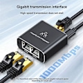 Miniatyrbilde 2 av 5: 1 inn 2 ut Gigabit Ethernet Splitter 1000Mbps Høyhastighets RJ45 Nettverksforlengelseskabel Kobling Cat5/5e/6/7/8 Splitter