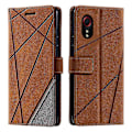 Miniatyrbillede 1 af 5: Til Samsung Galaxy Xcover 5 Wallet Case Linjer Præget PU Læder Telefon Bagcover Brown