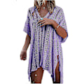 Miniatyrbilde 1 av 4: Sommerbadedrakt Bikini Strand Badetøy Heklet Cover Up for Kvinner Lavender