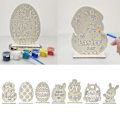 Miniatyrbild 2 av 4: 7-pack Påskhare Ornament Trä Handmålade