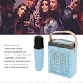 Miniatyrbilde 4 av 5: Karaokemaskin Multifunksjon RGB-belysning Bærbar Bluetooth-høyttaler med 2 trådløse mikrofoner for voksne og barn Blå
