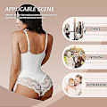 Miniatyrbild 3 av 5: Tflycq Spetsbody för Kvinnor Magekontroll Shapewear V-ringad Rygglös Linne Ärmlös Slimmande Toppar White S