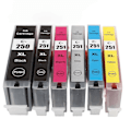 Miniatyrbillede 1 af 5: 250?251 Multi Farver Blækpatron Erstatning Inkjet Patroner Printertilbehør til PIXMA 6 Farver (BK BK C M Y GY)