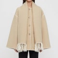 Miniatyrbild 4 av 4: Mode Single-breasted Tassel Scarf Kavaj Fritids Tjock Långärmad Kavaj För Höst Vinter Khaki L