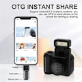 Pikkukuva 5 / 5: Mini SLR -tyylinen kamera Cmos 64GB salamavalolla ja lataustelakalla, kannettava videonauhuri DV 1080P LCD-näytöllä, valkoinen