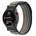 Miniatyrbillede 2 af 5: Til Coros Vertix 2 / Garmin Fenix 7X / 6X / 5X 26mm Trail Loop Nylonbånd Blød Urrem - R Black  Rainbow Black