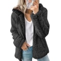 Miniatyrbild 1 av 2: Kvinnlig Teddybjörn Plush Kåpa Hoodie Fluffig Fleece Huvad Jacka Topp Vinter Varm Casual Ytterkläder Black M