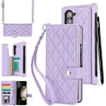 Pikkukuva 1 / 5: Samsung Galaxy Z Fold 6 -lompakkokotelo S Pen -pidikkeellä, crossbody-kaulahihnalla ja rannehihnalla, iskunkestävä tyylikäs suojakuori Purple