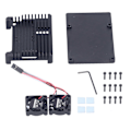 Miniatyrbilde 1 av 5: Kabinett for Raspberry Pi 4 B Aluminiumlegering Varmeavledning Beskyttelsesetui med Vifte