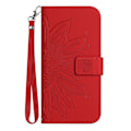Miniatyrbild 2 av 5: För Samsung Galaxy A73 5G HT04 Skin-Touch PU Läder Folio Flip Telefonfodral med Tryckt Solrosstativ Red