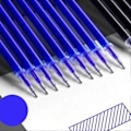 Miniatyrbillede 3 af 4: 23 stk. Sæt med viskelige kuglepenne 0,5 mm spids Vaskbart håndtag Glat og behageligt 2 penne 1 viskelæder og 20 blå refills