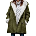 Miniatyrbild 1 av 5: Damkappa i stora storlekar Fleece Hooded Cardigan Casual Långärmad Värmande Ytterkläder För Höst Green L