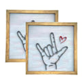 Miniatyrbild 1 av 4: Jag älskar dig Teckenspråk Väggkonst, Hem Väggdekoration Målning Trä Fotoram Handsymbol för Kärlekstecken Vägg