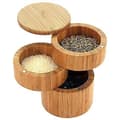 Totally Bamboo Trippel Saltkar, 3-vånings förvaringslåda i bambu för salt och peppar med magnetiska svänglock