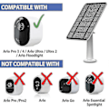 Miniatyrbillede 2 af 4: Solpanelopladning til Arlo Ultra/ultra 2/pro 3/pro 4/pro 3 Floodlight/go 2 4w Gratis fragt White