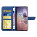 Miniatyrbilde 2 av 5: For Nokia C30 Sommerfugl Blomster Preging Pu Lær Telefon Shell, Fallsikker Mønster Preging Design Lommebok Stativ Veske Med Praktisk Stropp Blue