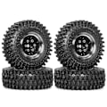 Miniatyrbild 1 av 5: 4st 55mm 1.0 tum Metall Beadlock Hjul Däck för 1/18 1/24 RC Crawler Bil TRX4M SCX24 Uppgraderingsdelar Tillbehör Svart