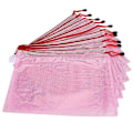 Miniatyrbilde 1 av 4: 10 stk. Mesh Glidelåspose A4 Filmappe PVC Transparent Informasjonspakke Dokumentorganisator Lys Rosa