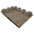 Miniatyrbilde 3 av 5: Stor Vifteformet Brett med Kant i Kurv, Rektangulært Brett, Håndvevd Vifteformet Brett i Rattan, Dekorativt Kurvbrett