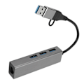 Miniatyrbillede 3 af 5: USB3.0 Hub 5Gbps Plug and Play 4 Port Aluminiumlegering USB C til RJ45 Adapter til Windows til Linux til OS X Sølvgrå