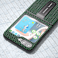 Miniatyrbild 4 av 4: Lyxigt texturerat fodral med stativ i äkta kohudläder + PC-skal för Samsung Galaxy Z Flip5 5G Green