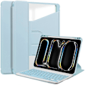 Miniatyrbild 1 av 5: Tangentbord Smart Läderfodral För iPad Pro 11 2024 Sky Blue