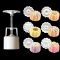 Miniatyrbilde 2 av 5: 1 stk. stempel + 6 stk. stempler 3D Rose Blomst Månekakeform Håndtrykk DIY-verktøy