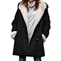 Miniatyrbild 3 av 5: Damkappa i stora storlekar Fleece Hooded Cardigan Casual Långärmad Värmande Ytterkläder För Höst Green L