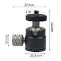 Miniatyrbilde 5 av 5: Mini Kulehode for GoPro for Osmo 360 Graders Roterbar Aluminiumslegering 1/4 Skrue LED Videolys Mobiltelefon DSLR Kamera Monopod Stativhode Festeadapter